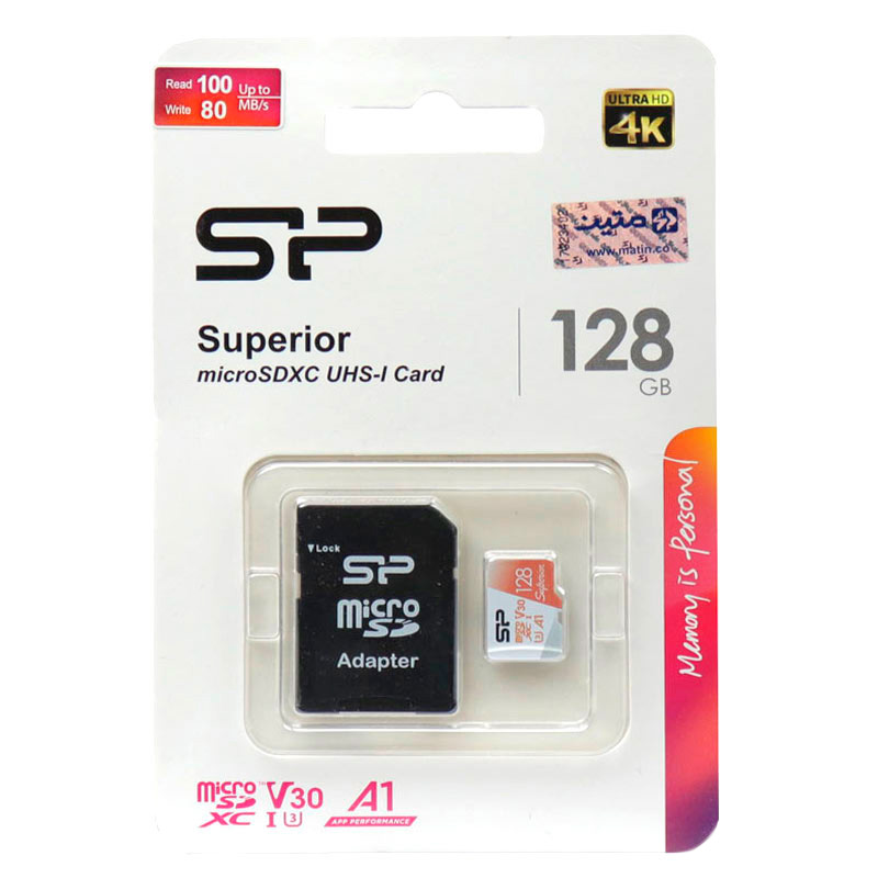 رم میکرو 128 گیگ سیلیکون پاور Silicon Power Superior A1 V30 U3 100MB/s + خشاب