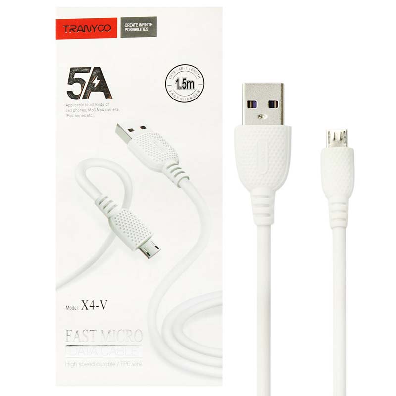 کابل میکرو یو اس بی فست شارژ Tranyoo X4-V 5A 1.5m