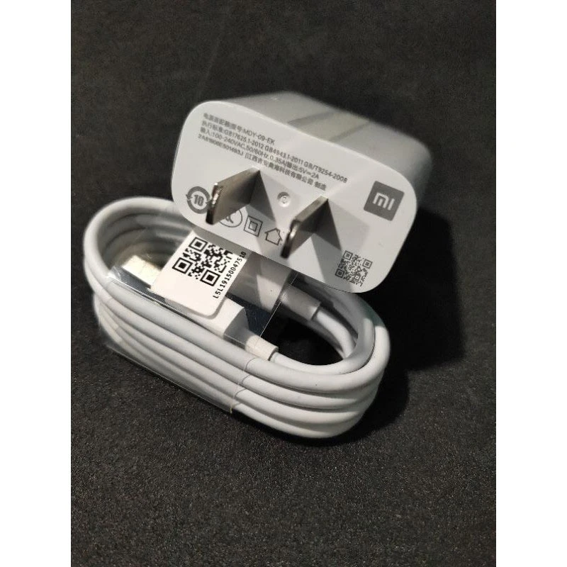 شارژر دیواری فست شارژ Xiaomi MDY-10-EC QC3 PD 3A 18W سرجعبه + کابل Type-C و تبدیل دو به دو