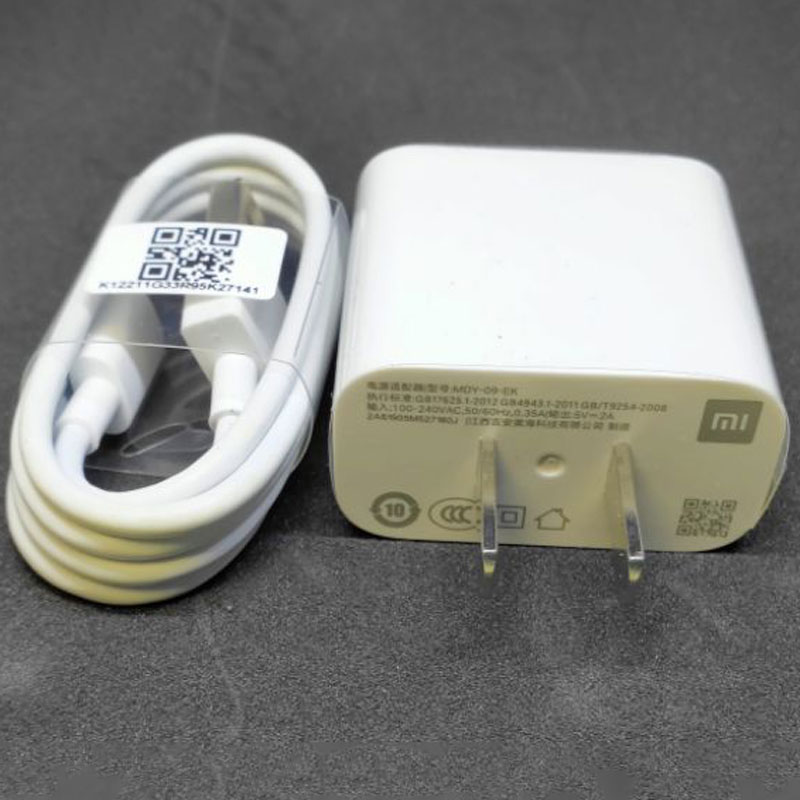 شارژر دیواری فست شارژ Xiaomi MDY-10-EC QC3 PD 3A 18W سرجعبه + کابل Type-C و تبدیل دو به دو