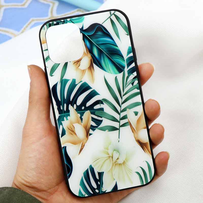 قاب پشت گلسی طرح برگ iPhone 11 Pro