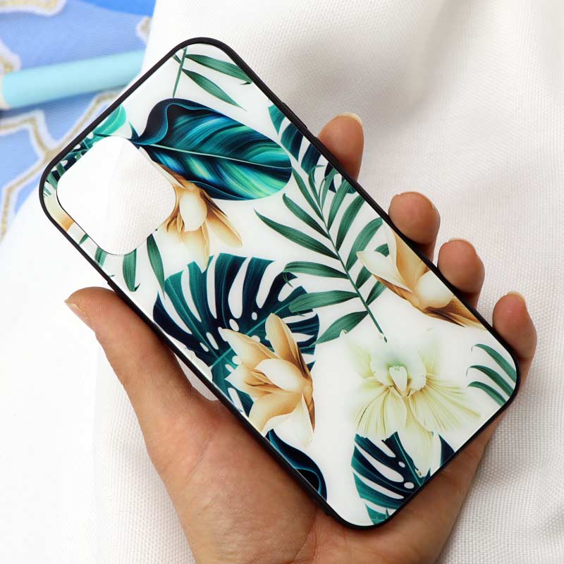 قاب پشت گلسی طرح برگ iPhone 11 Pro Max