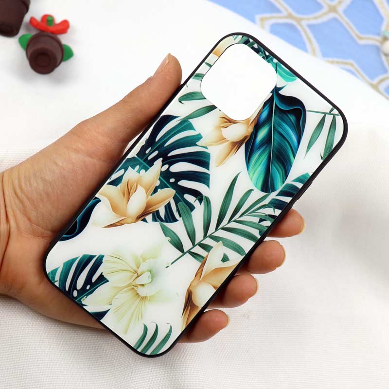 قاب پشت گلسی طرح برگ iPhone 11 Pro Max