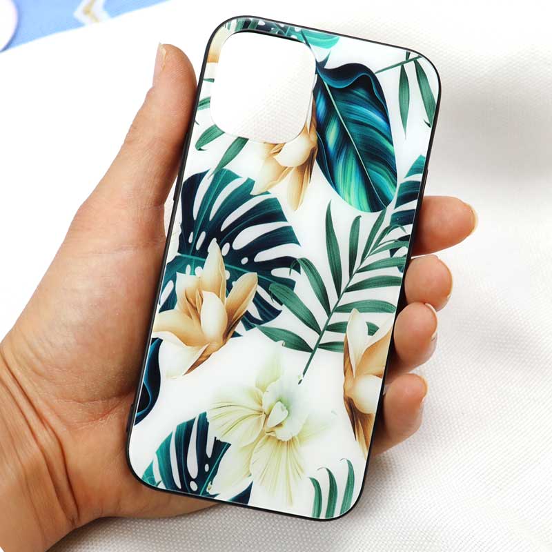 قاب پشت گلسی طرح برگ iPhone 12 Mini