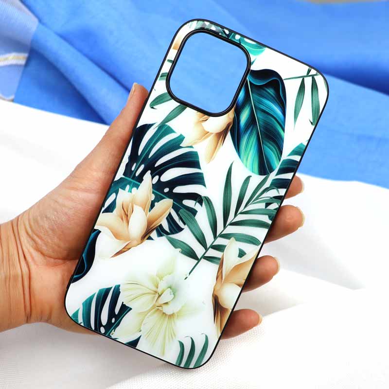 قاب پشت گلسی طرح برگ iPhone 12 Pro Max