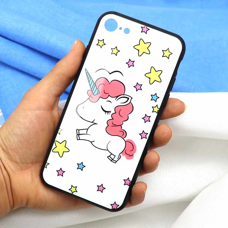 قاب پشت گلسی طرح یونیکورن iPhone 7/8