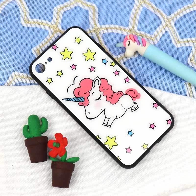 قاب پشت گلسی طرح یونیکورن iPhone 7/8
