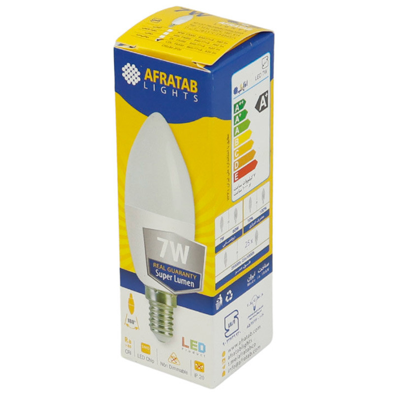 لامپ شمعی اشکی 7 وات مات افراتاب AF-C37-7W پایه E14