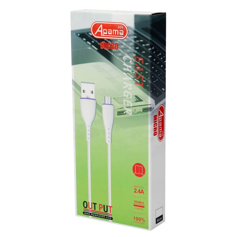 کابل میکرو یو اس بی فست شارژ Apama 369 2.4A 1m