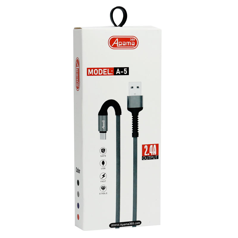 کابل میکرو یو اس بی فست شارژ Apama 369 A-5 2.4A 1m
