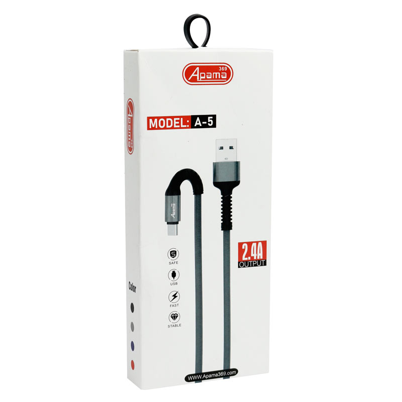 کابل فست شارژ Apama 369 A-5 2.4A Type-C 1m