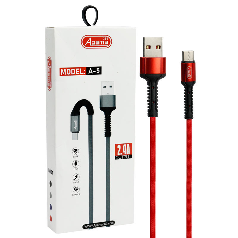 کابل فست شارژ Apama 369 A-5 2.4A Type-C 1m