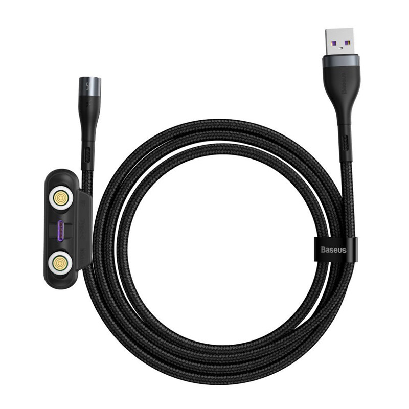کابل 3 سر مگنتی فست شارژ Baseus CA1T3-B 5A 40W 1m