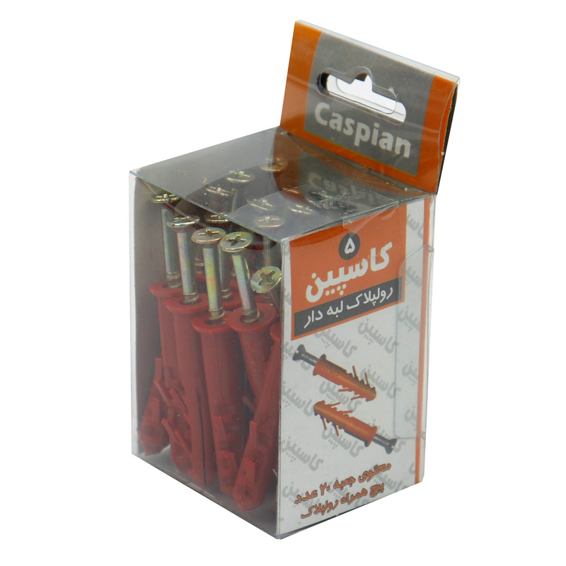 پیچ و رولپلاک لبه دار کاسپین سایز 5 Caspian پک 20 عددی