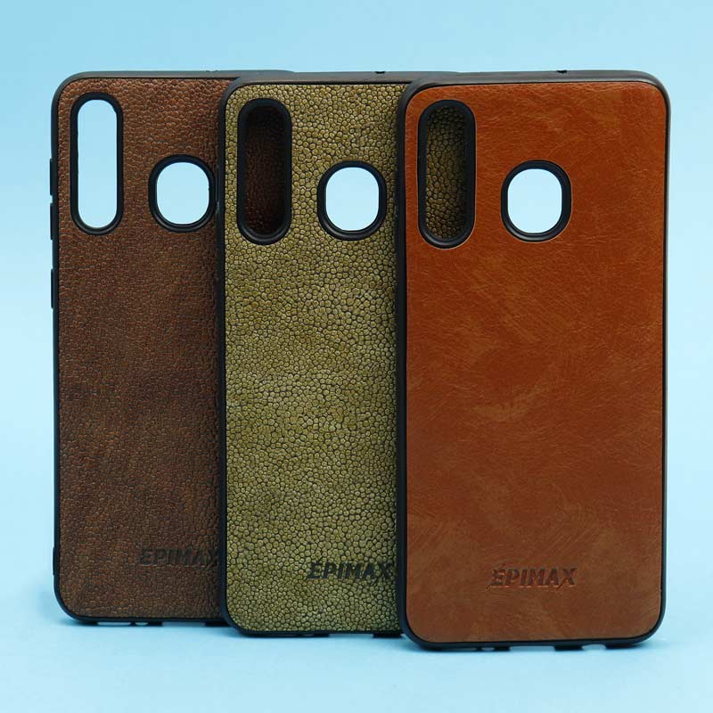 قاب چرمی قهوه ای مشکی EPIMAX سامسونگ A20 / A30