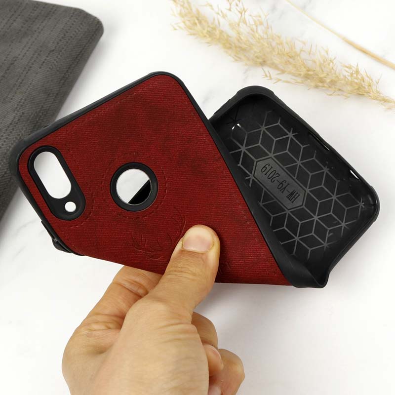 قاب چرمی محافظ لنزدار طرح گوزن Huawei Y9 2019 زرشکی
