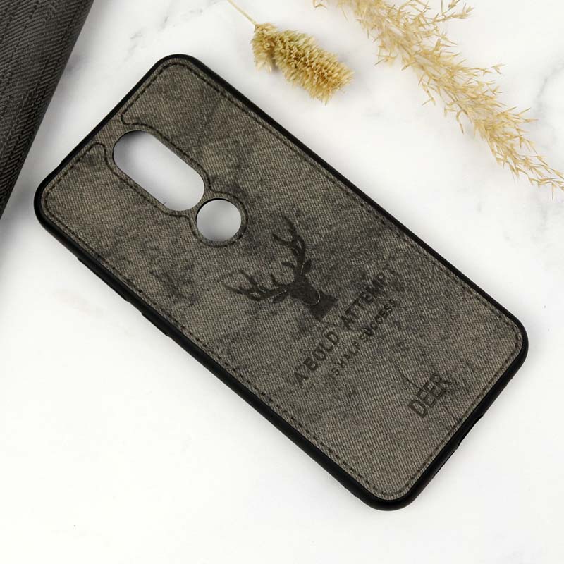 قاب چرمی طرح گوزن Nokia 6.1 Plus خاکستری