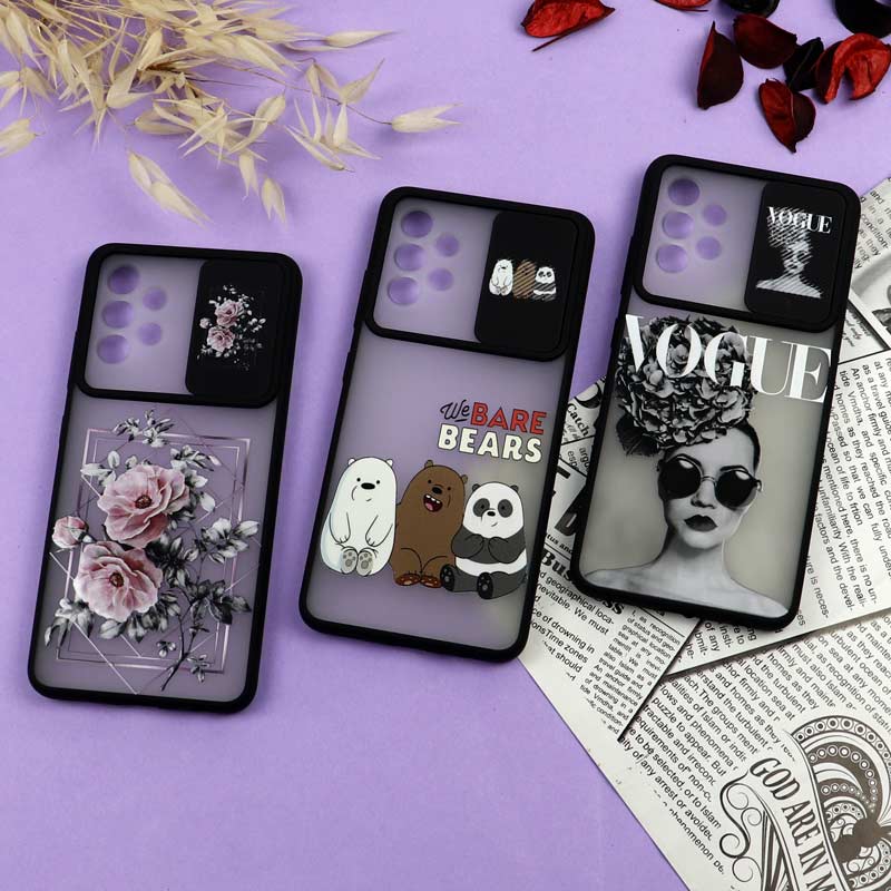 قاب سامسونگ Galaxy A32 4G طرح دار دخترانه سری B محافظ لنزدار کشویی