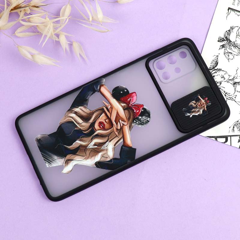 قاب محافظ لنز دار کشویی طرحدار دخترانه Samsung A71 سری B