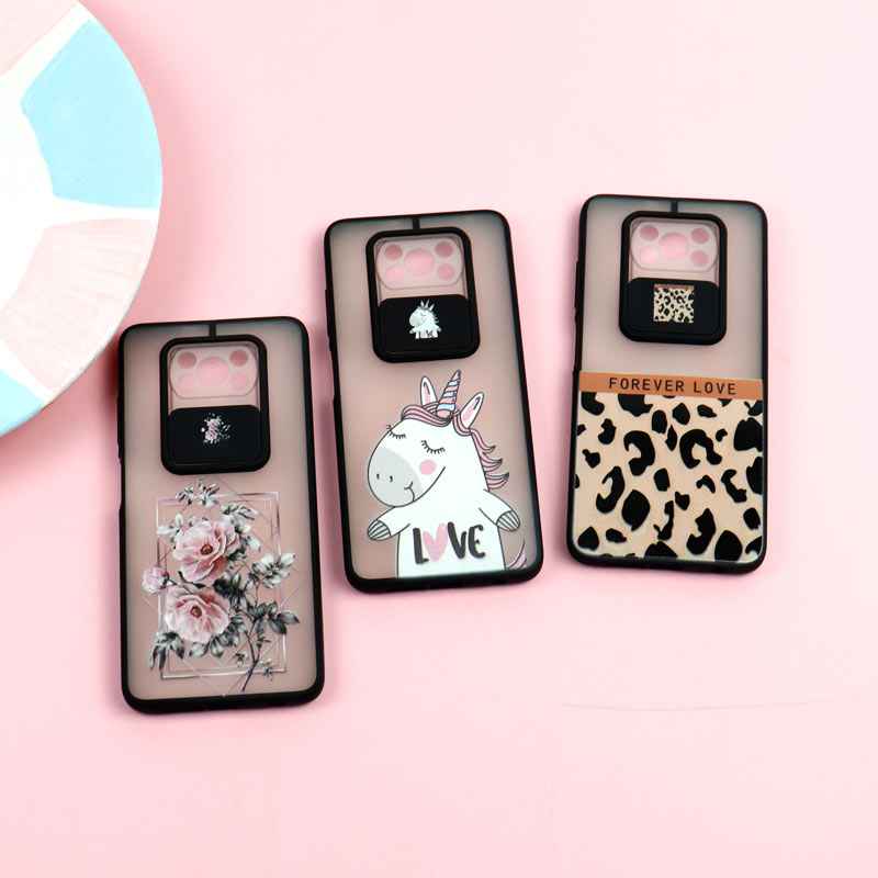 قاب محافظ لنز دار کشویی طرحدار دخترانه Xiaomi Poco x3/x3 NFC/x3 pro سری B