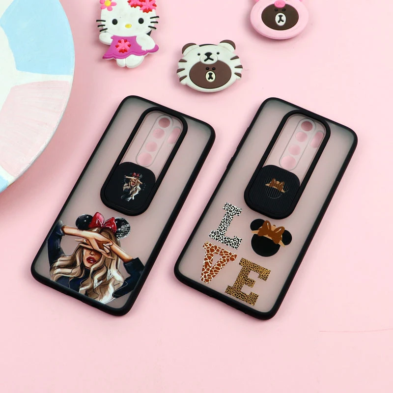 قاب شیائومی Redmi Note 8 Pro طرح دار دخترانه سری B محافظ لنزدار کشویی