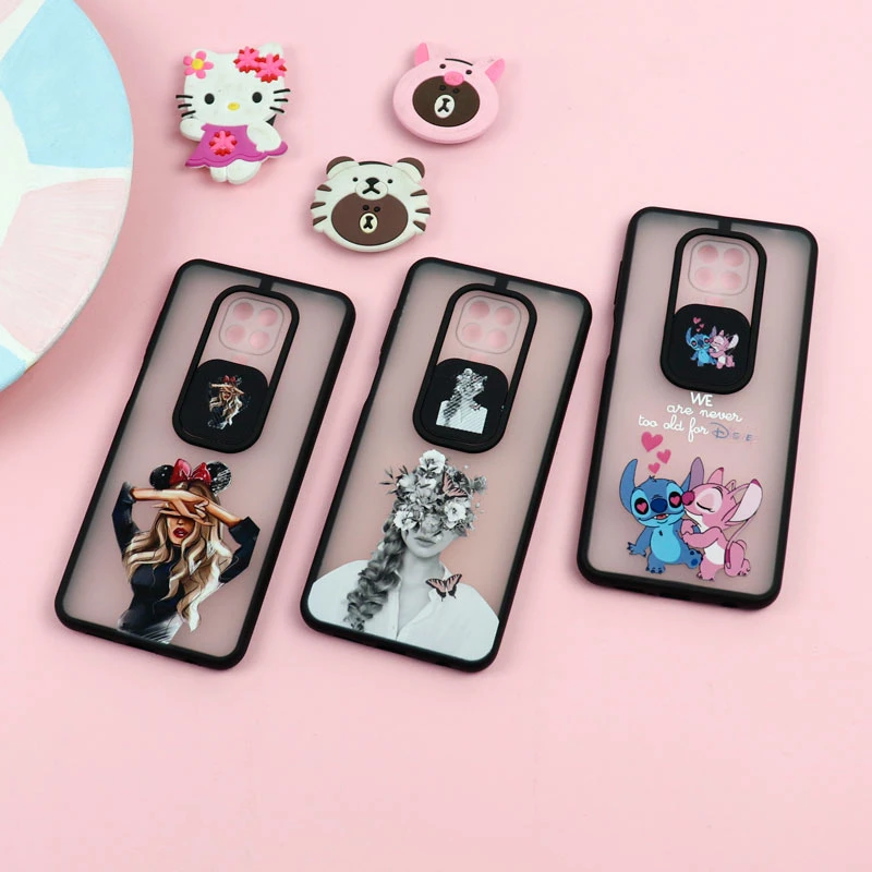قاب شیائومی Redmi Note 9 Pro طرح دار دخترانه سری B محافظ لنزدار کشویی