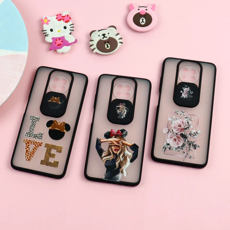 قاب شیائومی Redmi Note 9T طرح دار دخترانه سری B محافظ لنزدار کشویی