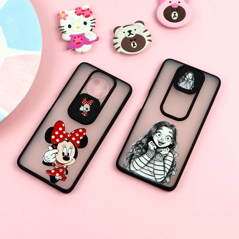 قاب شیائومی Redmi Note 9T طرح دار دخترانه سری B محافظ لنزدار کشویی