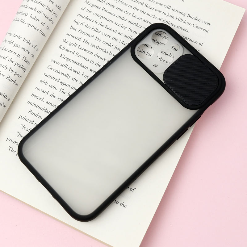 قاب PC مات محافظ لنز دار کشویی iPhone 11 Pro مشکی