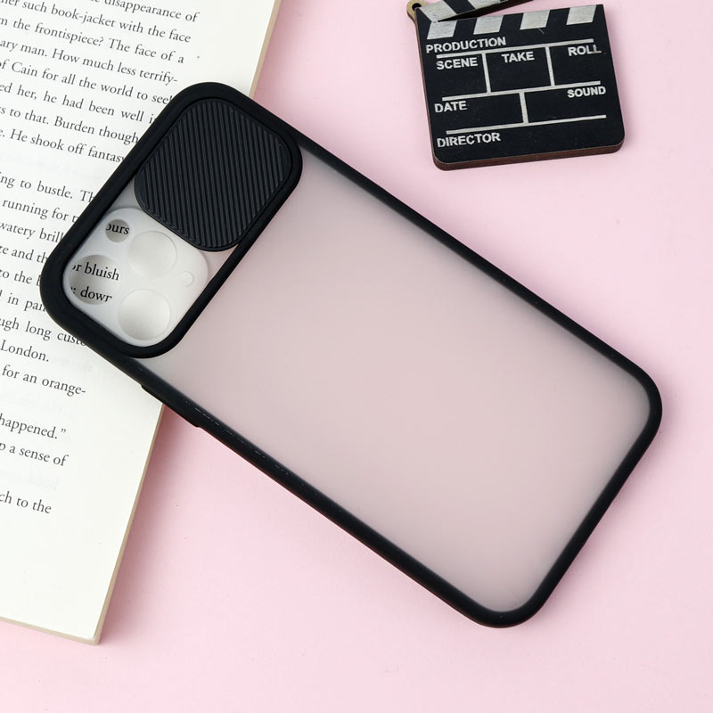 قاب PC مات محافظ لنز دار کشویی iPhone 11 Pro مشکی