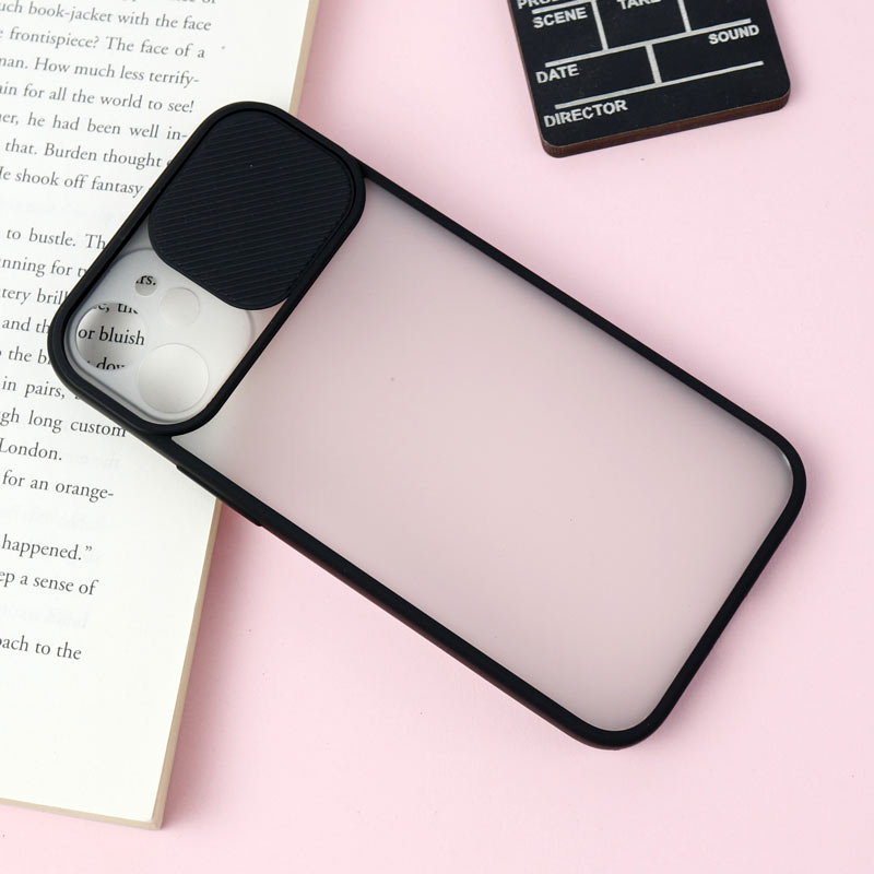 قاب PC مات محافظ لنز دار کشویی iPhone 12 Mini مشکی