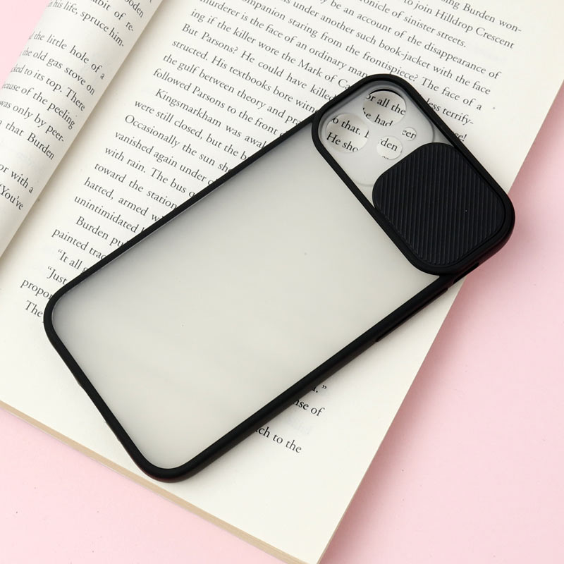 قاب PC مات محافظ لنز دار کشویی iPhone 12 Mini مشکی
