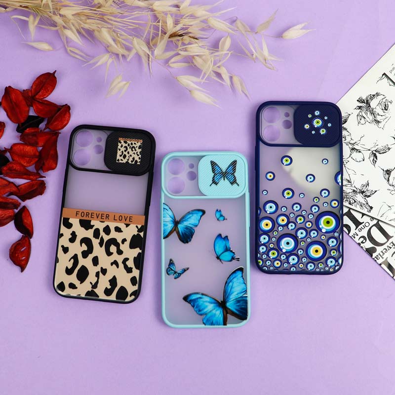 قاب آیفون iPhone 12 Mini طرح دار دخترانه سری B محافظ لنزدار کشویی