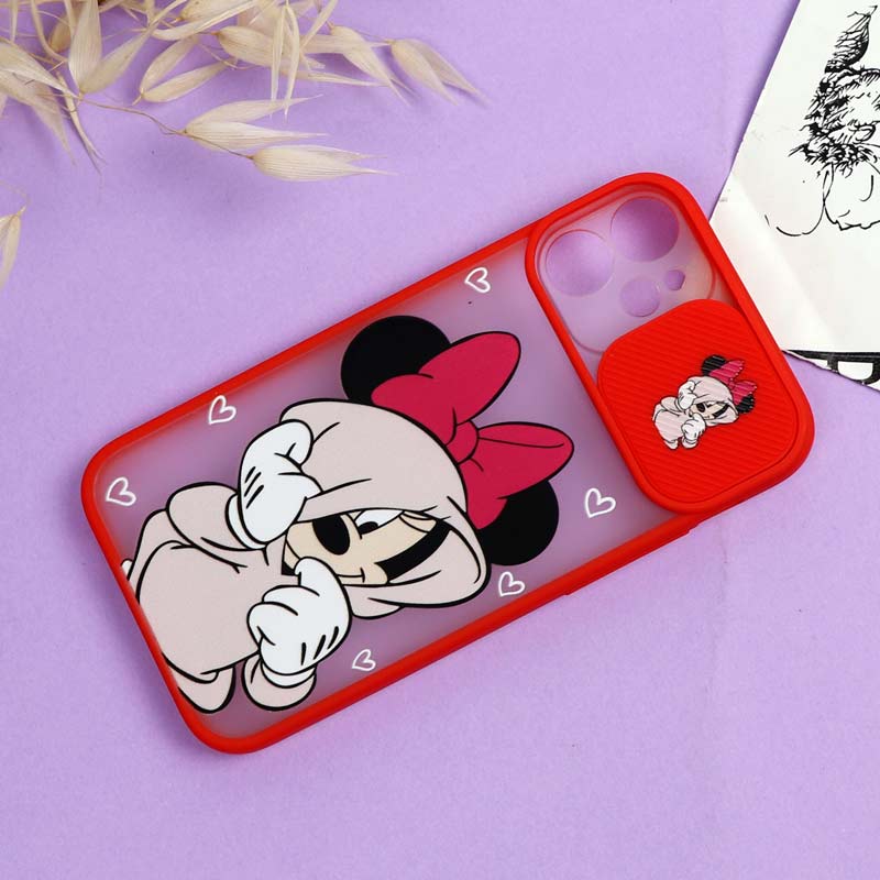 قاب محافظ لنز دار کشویی طرحدار دخترانه iPhone 12 Mini سری B
