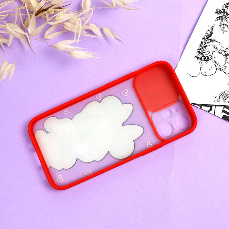 قاب محافظ لنز دار کشویی طرحدار دخترانه iPhone 12 Mini سری B