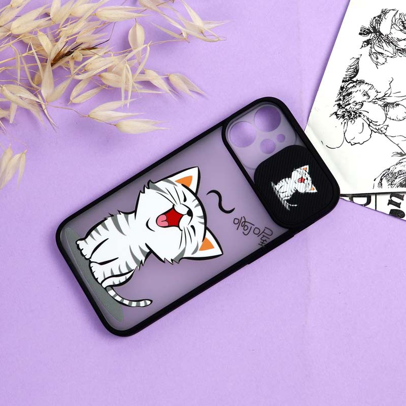 قاب محافظ لنز دار کشویی طرحدار دخترانه iPhone 12 Mini سری B