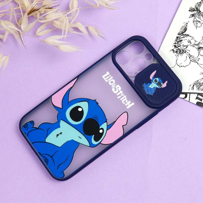 قاب محافظ لنز دار کشویی طرحدار دخترانه iPhone 12 Pro سری B