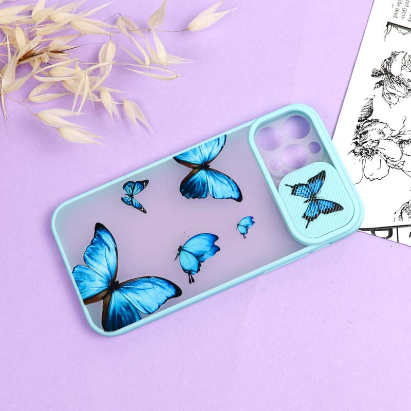 قاب محافظ لنز دار کشویی طرحدار دخترانه iPhone 12 Pro سری B