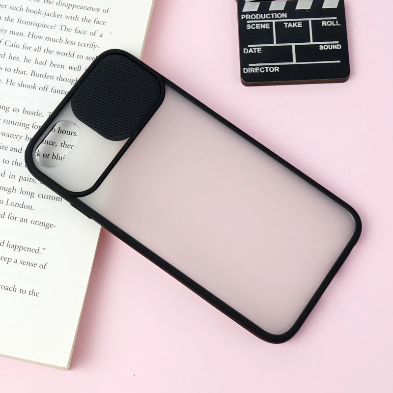 قاب PC مات محافظ لنز دار کشویی iPhone 7/8 مشکی