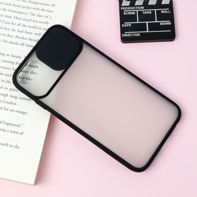 قاب PC مات محافظ لنز دار کشویی iPhone 7/8 مشکی