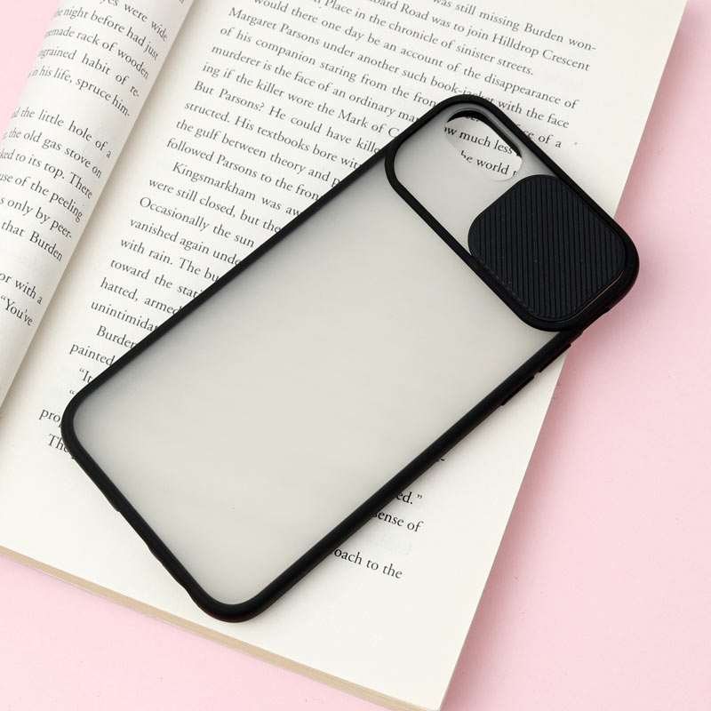 قاب PC مات محافظ لنز دار کشویی iPhone 7/8 مشکی