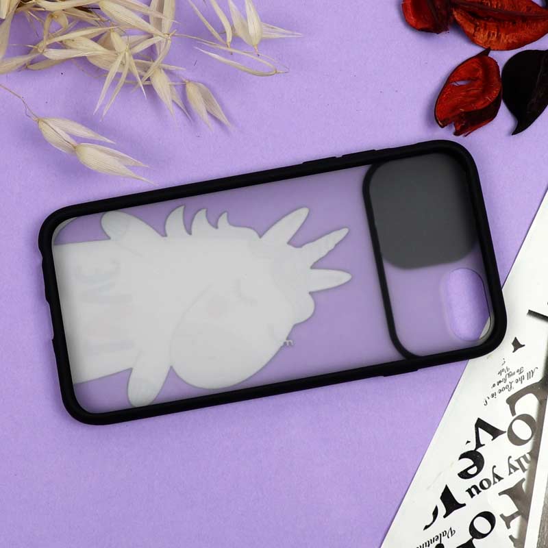 قاب محافظ لنز دار کشویی طرحدار دخترانه iPhone 7/8/SE 2020 سری B