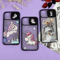 قاب محافظ لنز دار کشویی طرحدار دخترانه iPhone 7/8/SE 2020 سری B