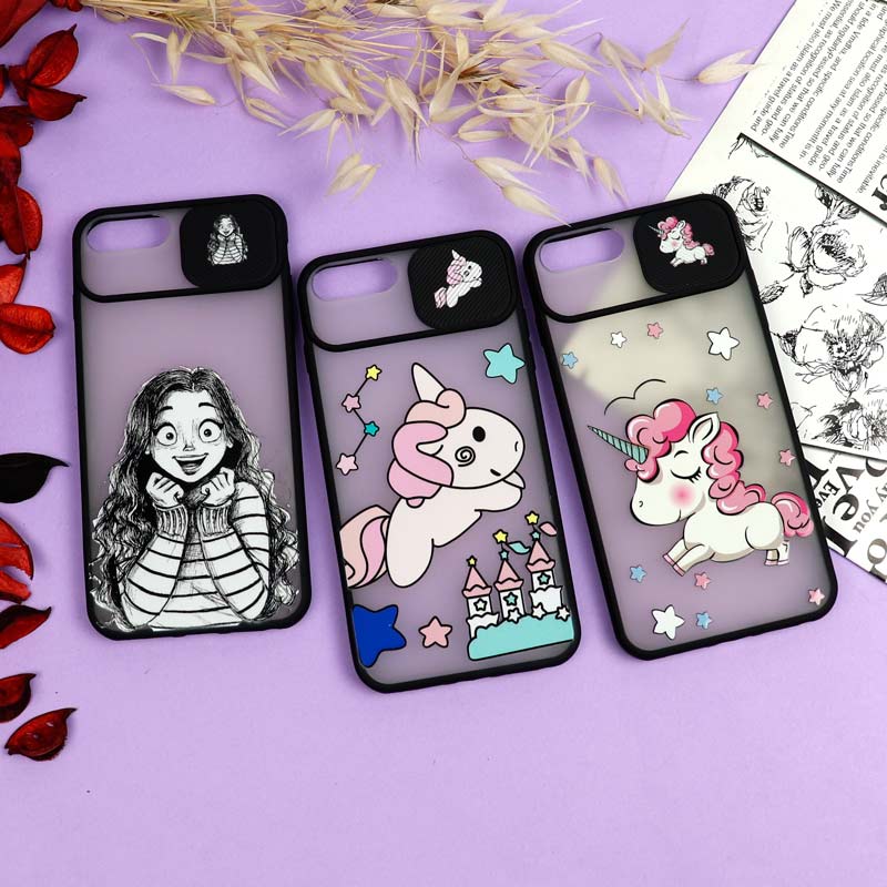 قاب محافظ لنز دار کشویی طرحدار دخترانه iPhone 7 Plus / iPhone 8 Plus سری B