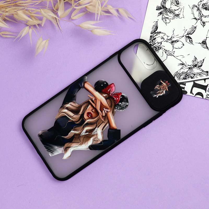 قاب محافظ لنز دار کشویی طرحدار دخترانه iPhone 7 Plus / iPhone 8 Plus سری B