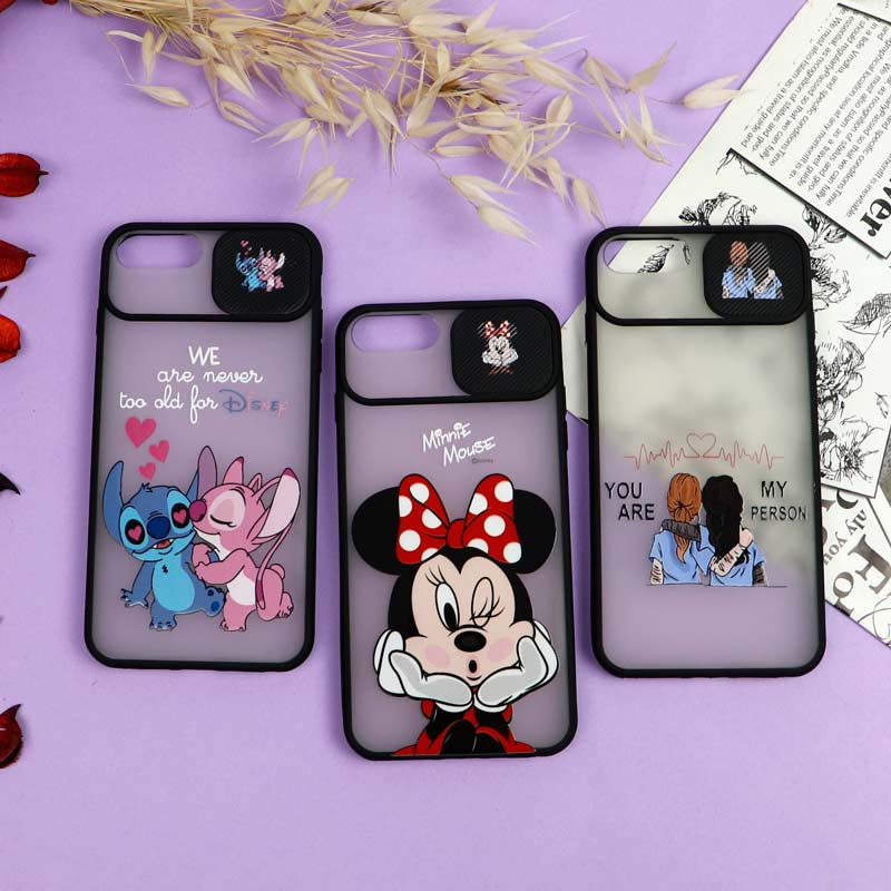 قاب محافظ لنز دار کشویی طرحدار دخترانه iPhone 7 Plus / iPhone 8 Plus سری B