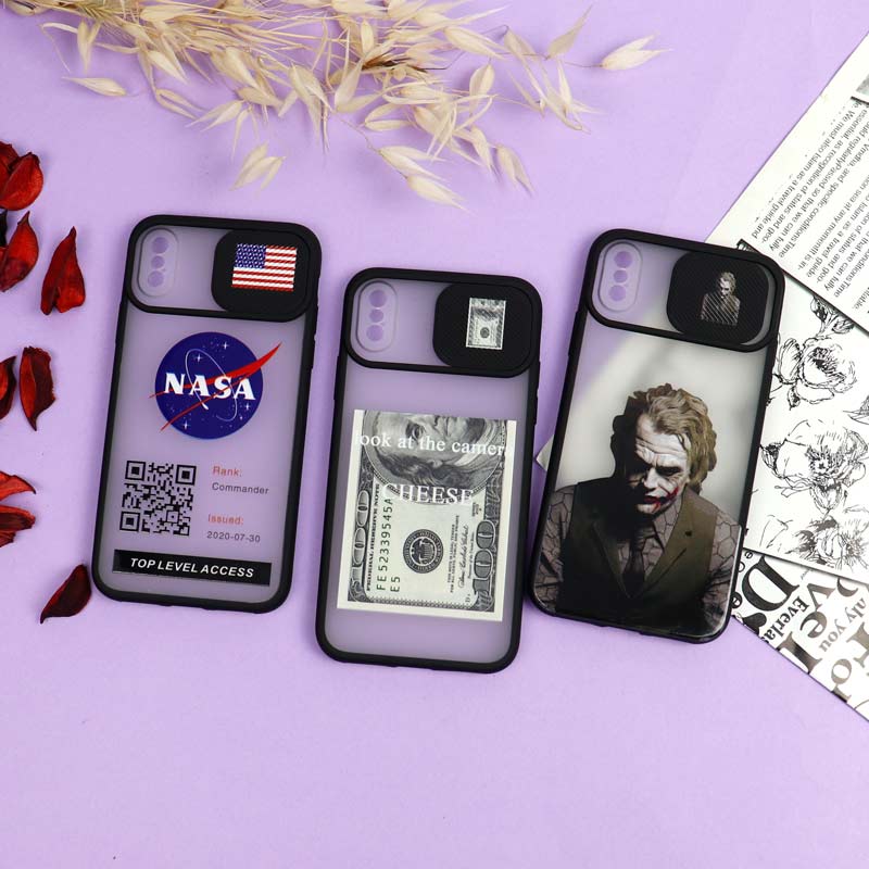 قاب محافظ لنز دار کشویی طرحدار پسرانه iPhone X/XS سری B