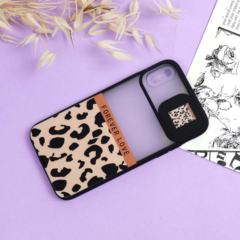 قاب محافظ لنز دار کشویی طرحدار دخترانه iPhone X/XS سری B