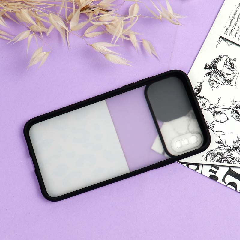 قاب محافظ لنز دار کشویی طرحدار دخترانه iPhone X/XS سری B