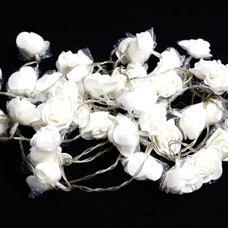 ریسه طرح گل فوم سفید توردار USB آفتابی ۵ متری